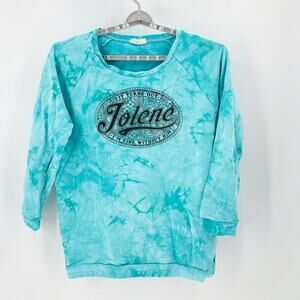 Cheekys Jolene teal Tie Dye Sweatshirt oversized casual Dolly Pardon size 3X